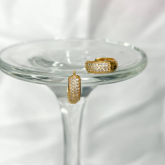 Argola 12mm com Pedras - Folheado a Ouro 18k