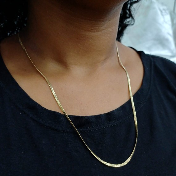 Cordão Elo laminado fino - Folheado a Ouro 18k