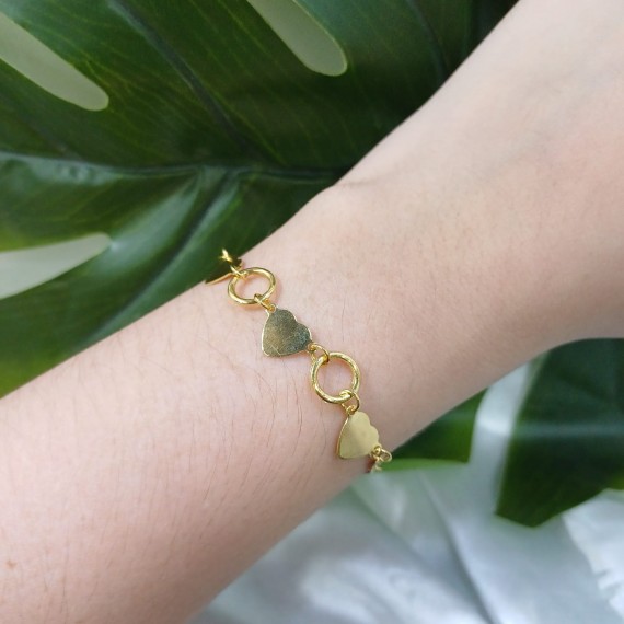 Pulseiras com Corações - Folheado a Ouro 18k
