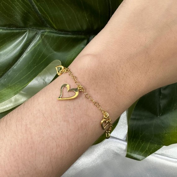 Pulseira Elo Coração - Folheado a Ouro 18k
