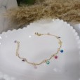 Pulseira com Pedras Coloridas - Folheado a Ouro 18k