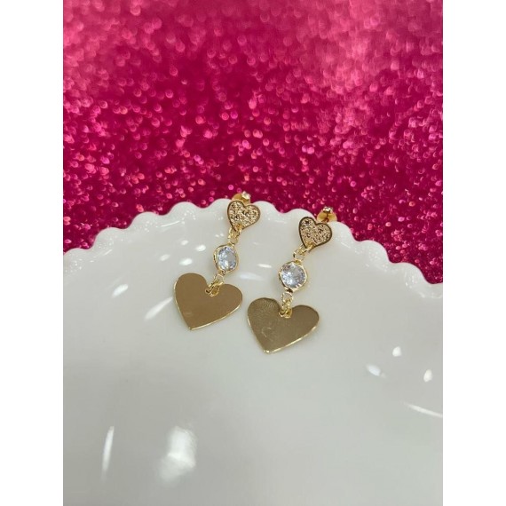 Brinco de Coração - Folheado a Ouro 18k