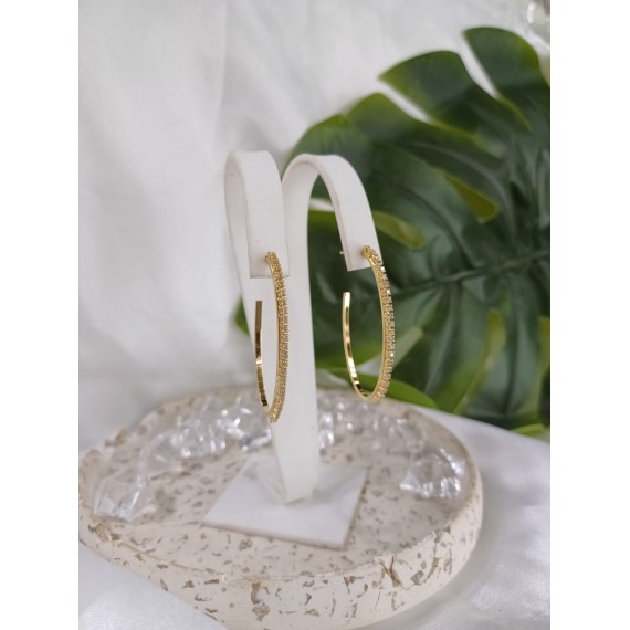 Argola com Strass - Folheado a Ouro 18k