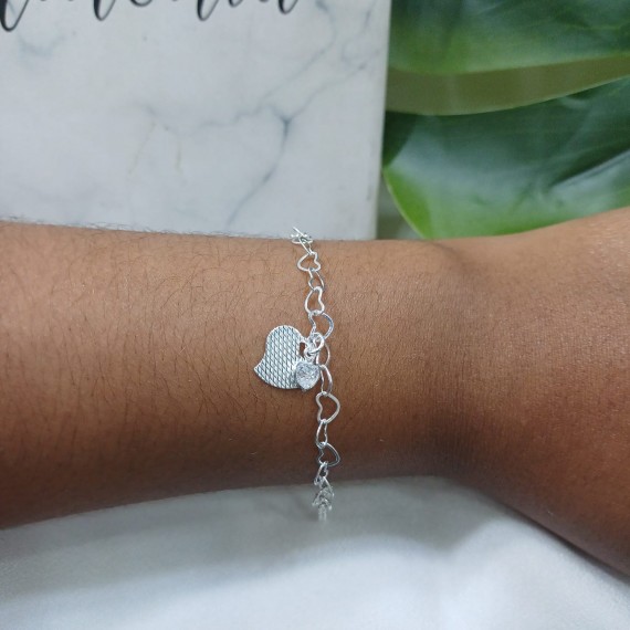Pulseira de Coração - Folheado a Prata 