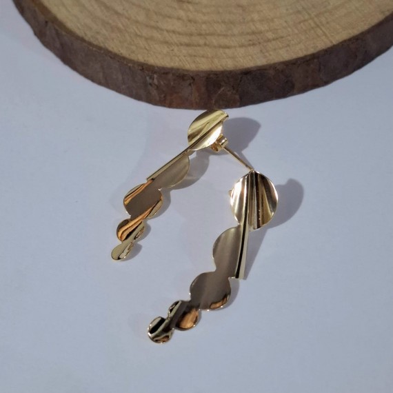 Brinco Orgânico Folhas Redondas - Folheado a Ouro 18k