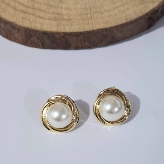 Brinco Vintage Redondo de Pérola - Folheado a Ouro 18k