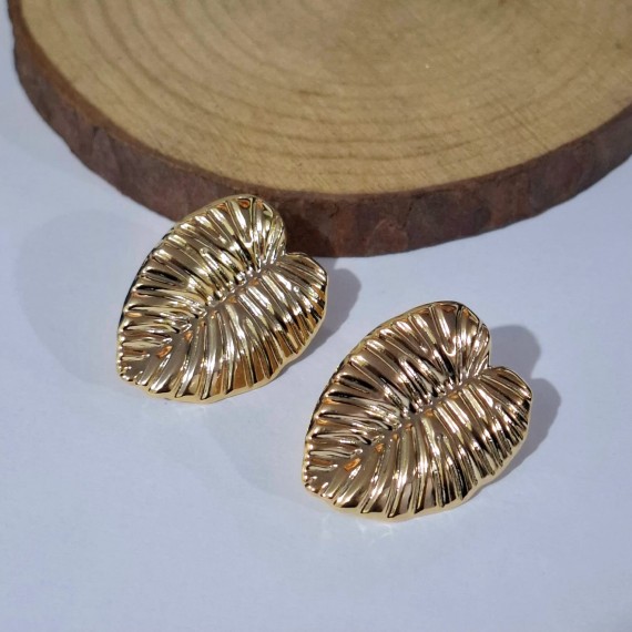 Brinco Formato Folha - Folheado a Ouro 18k