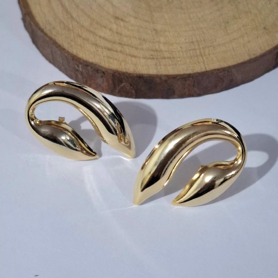 Brinco Formato Gota Aberta - Folheado a Ouro 18k
