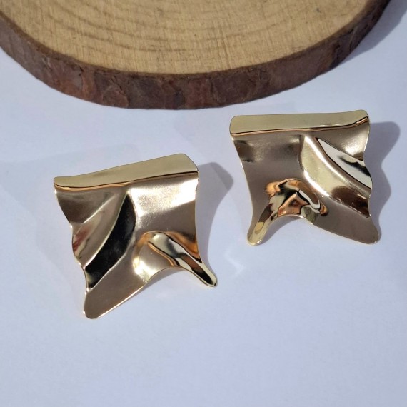 Brinco Grande Geométrico Irregular - Folheado a Ouro 18k