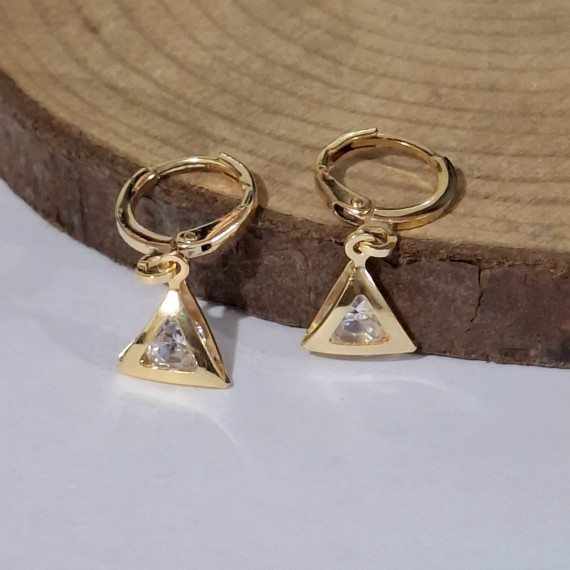 Brinco Triangular - Folheado a Ouro