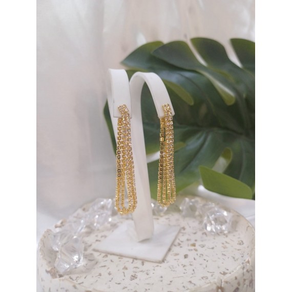Brinco Strass - Folheado a Ouro 18k