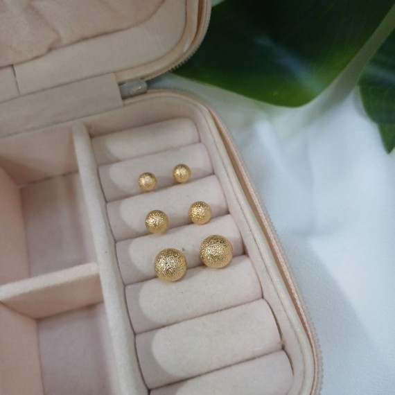 Trio de Bola Trabalhadas 7mm Folheadas a Ouro 18K